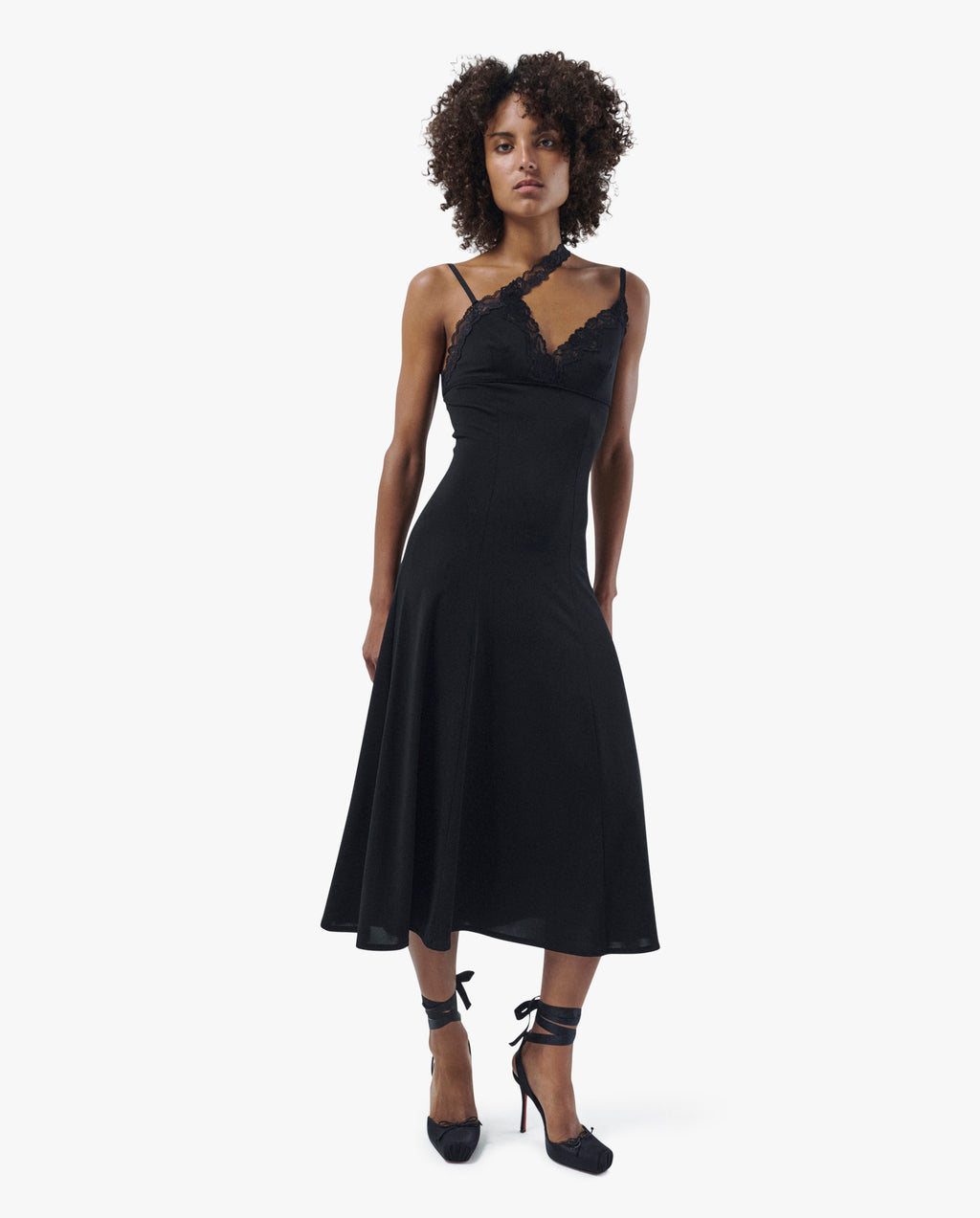 Back Skater Long Dress W/Lace Details