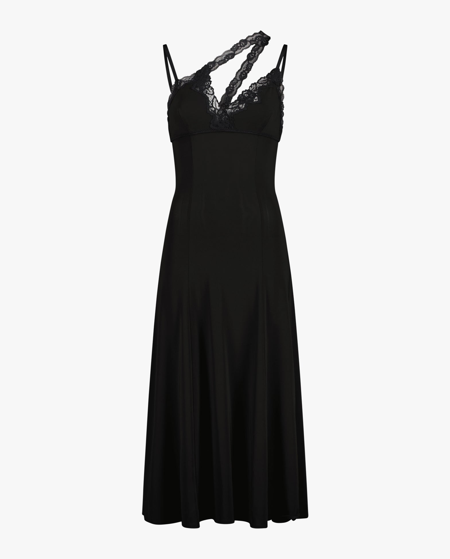 Back Skater Long Dress W/Lace Details