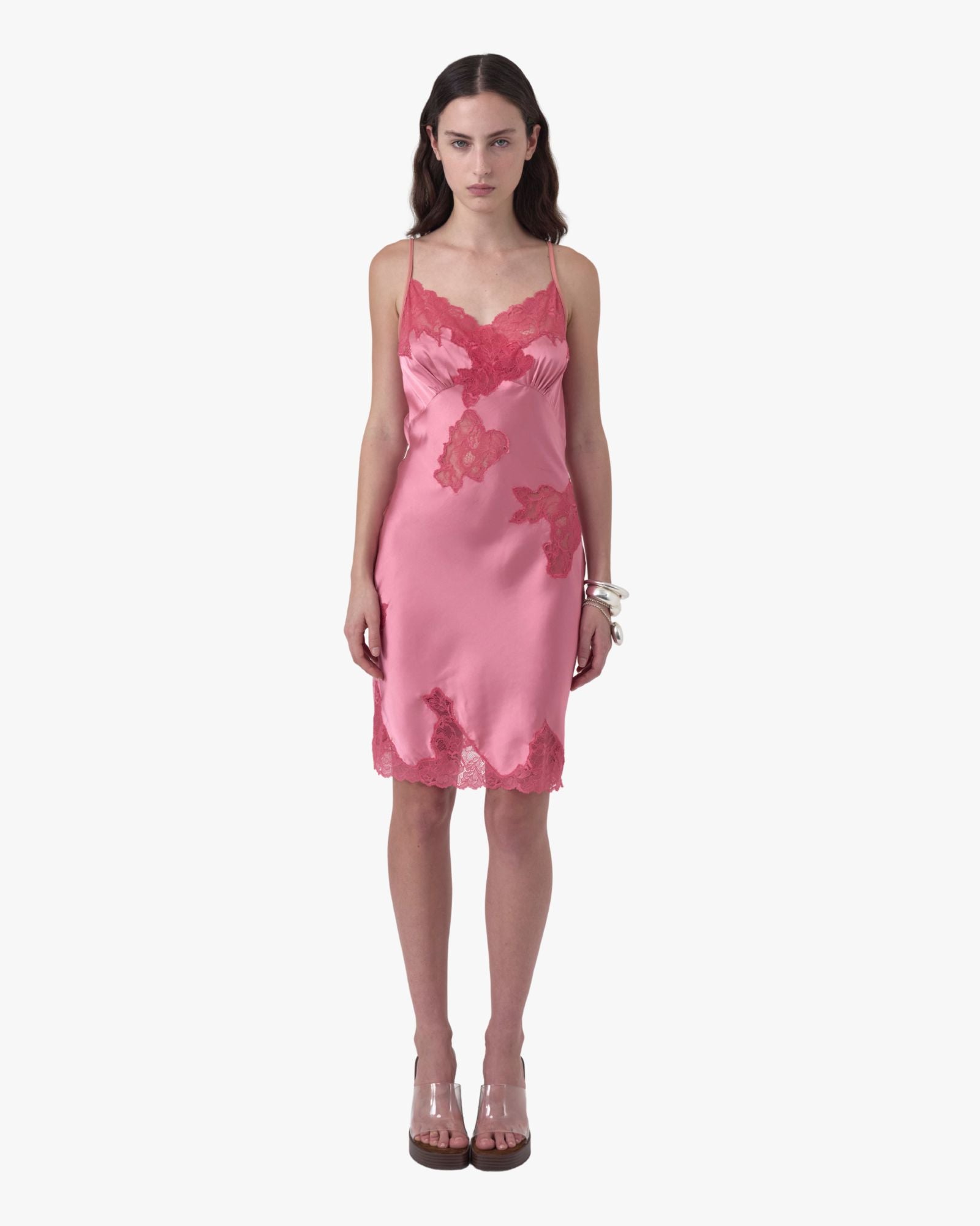 Signature Lace Mini Dress Pink/Strawberry