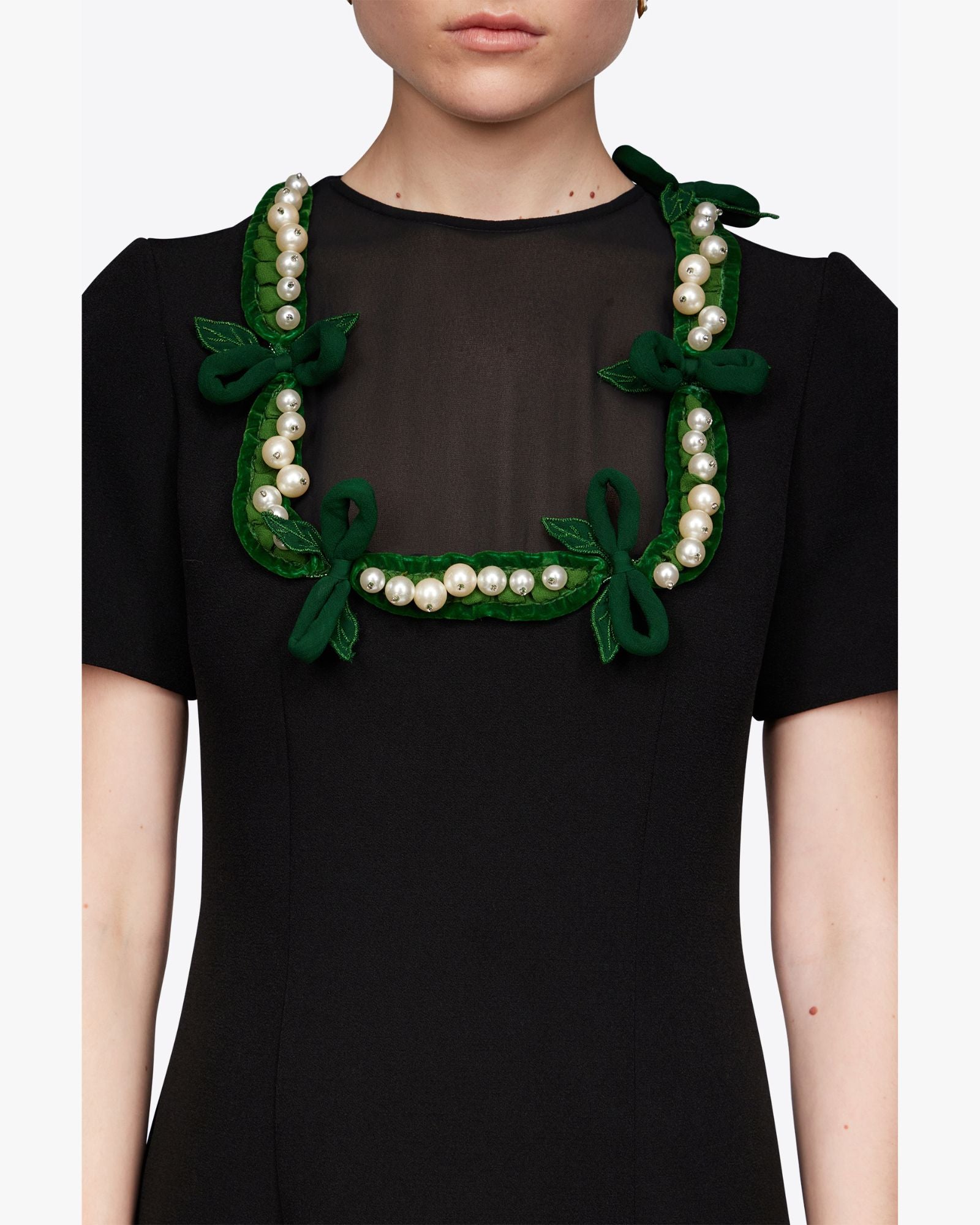 Mini Dress with Plastron and Jewel Embellishments