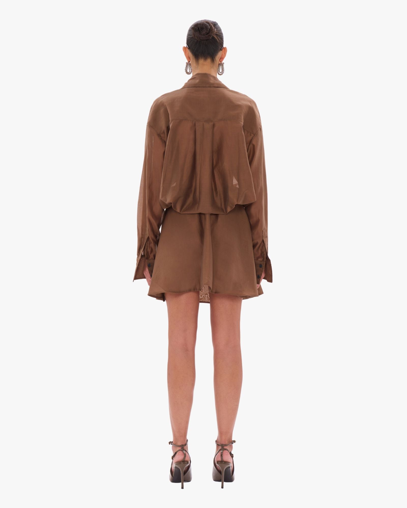 Denise Chocolate Short Asymmetric Dress