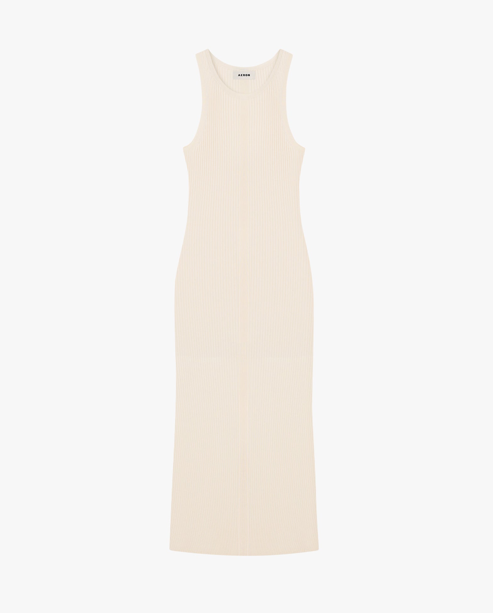 Ema Rib-Knit Racer Neck Maxi Dress Creme