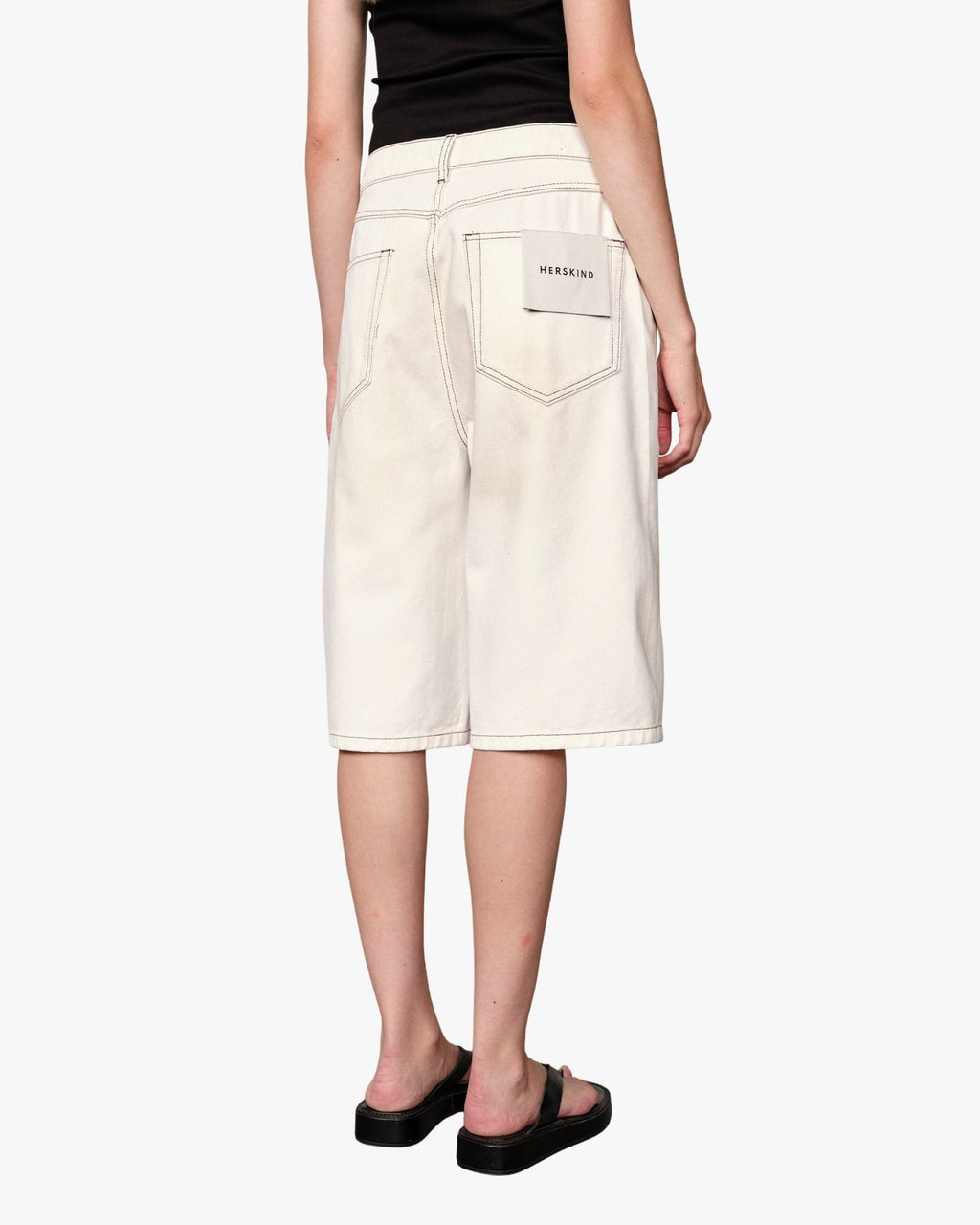 Short in denim Emily Bianco sporco