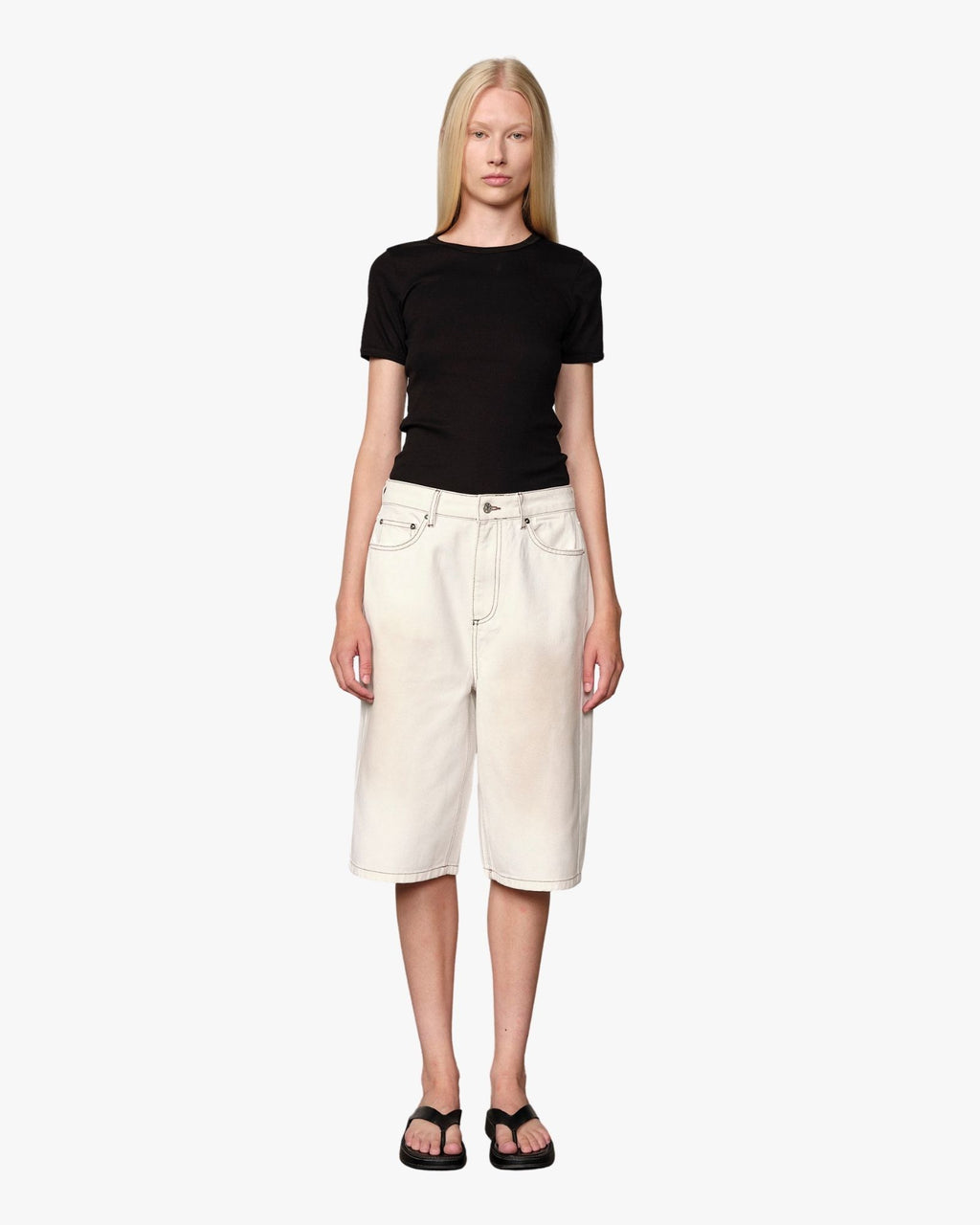 Short in denim Emily Bianco sporco