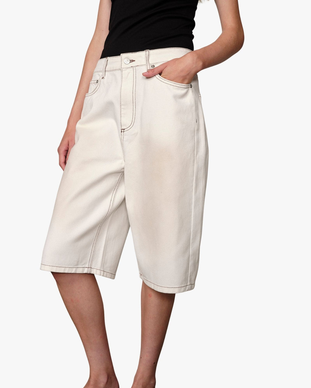 Short in denim Emily Bianco sporco