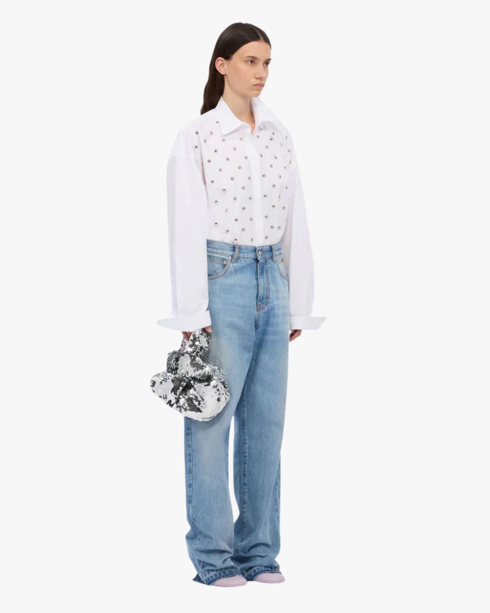 Sequins Small Satchel Silver