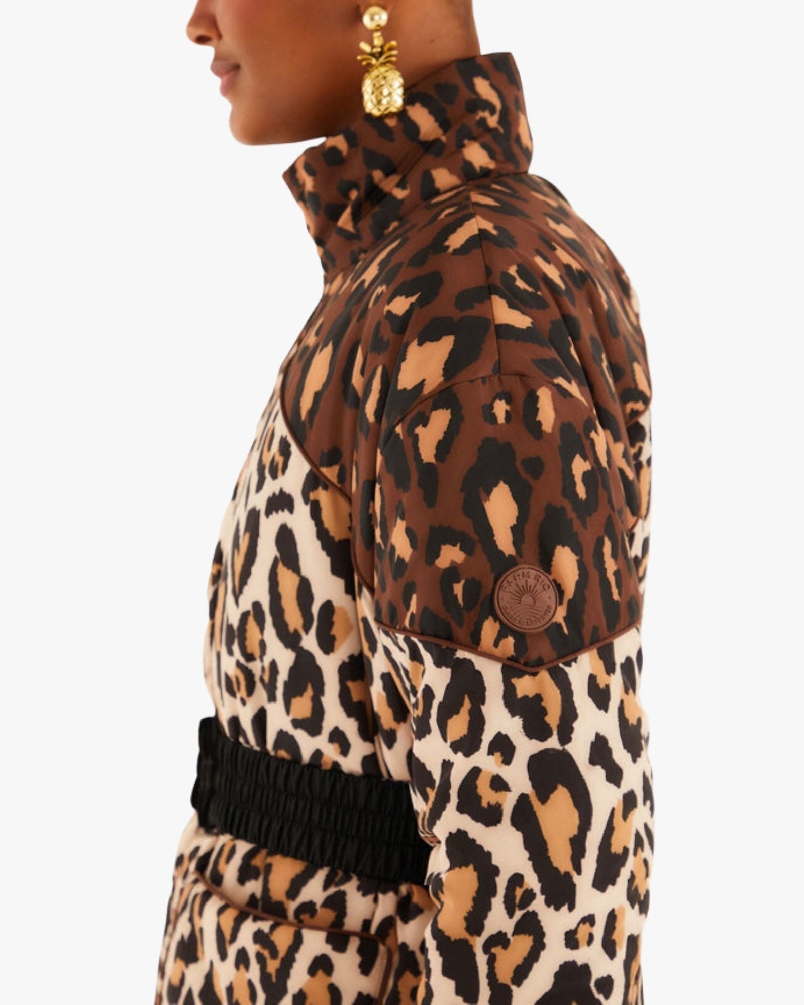 Black Marvelous Garden Embroidered Velvet Puffer Jacket with Belt