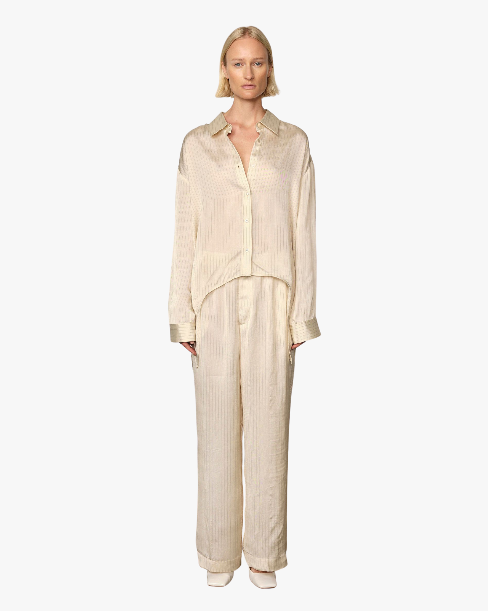 Enrico Relaxed Striped Shirt Creme