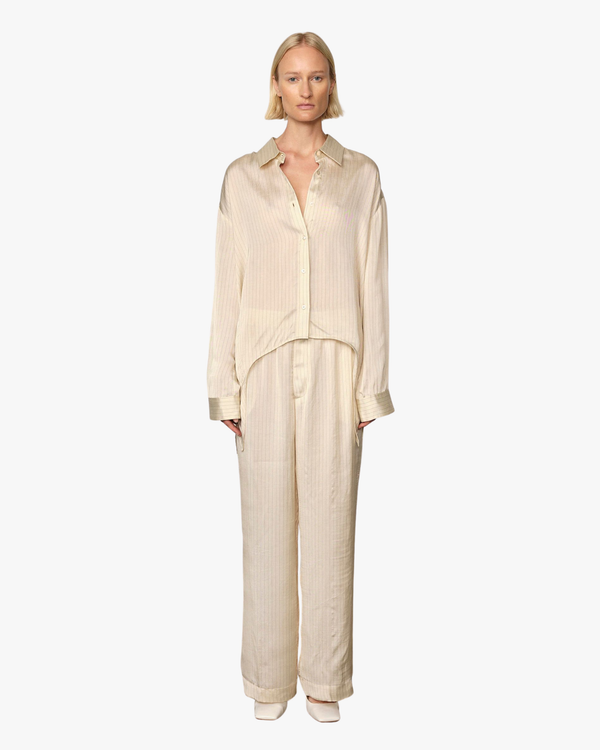 Enrico Relaxed Striped Shirt Creme