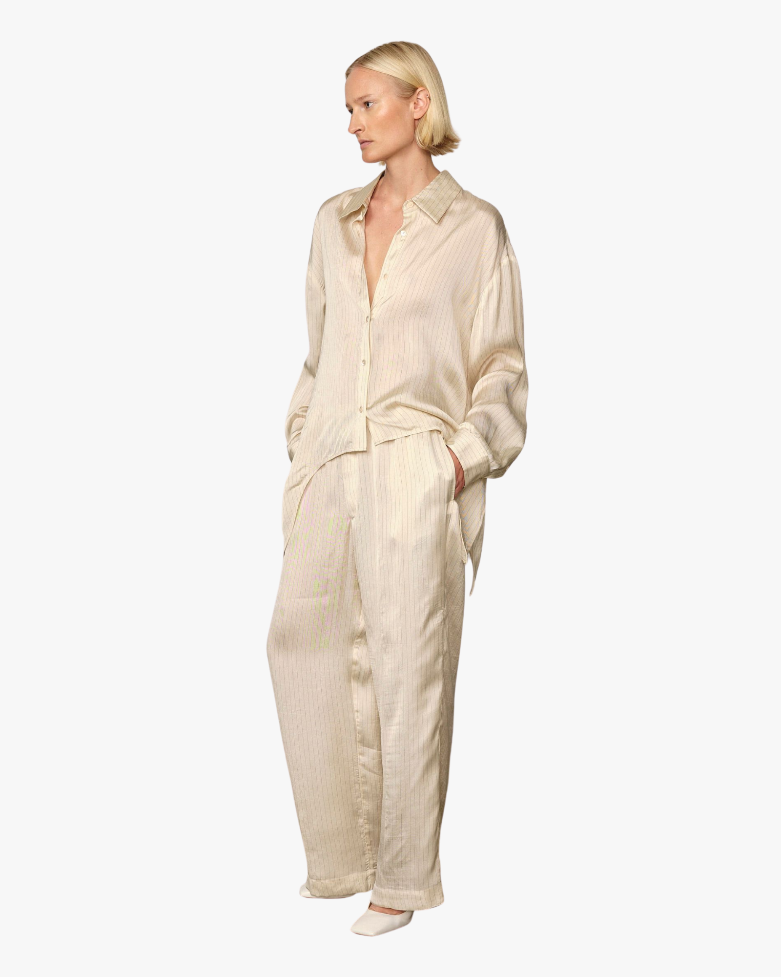 Enrico Relaxed Striped Shirt Creme