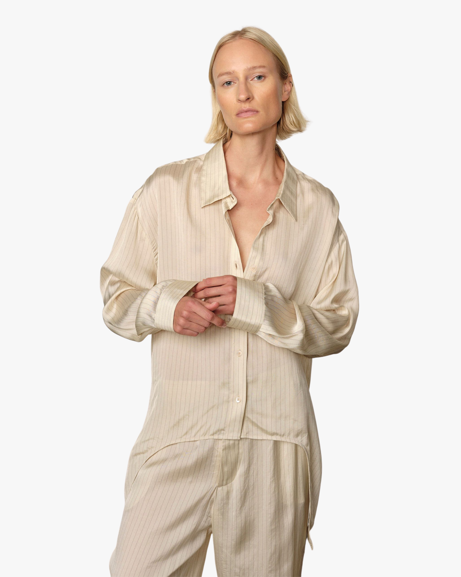 Enrico Relaxed Striped Shirt Creme