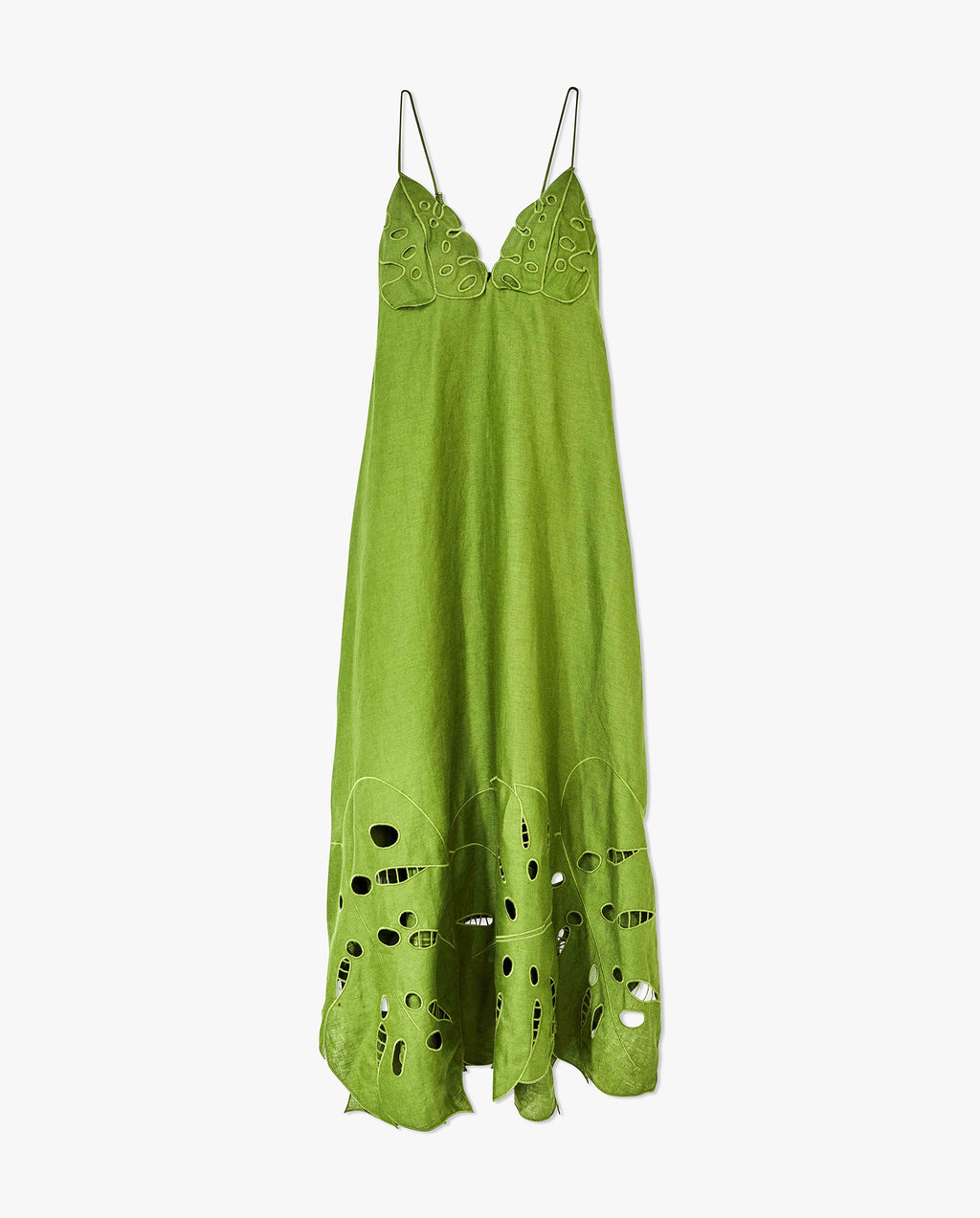 Monstera Embroidery Midi Dress