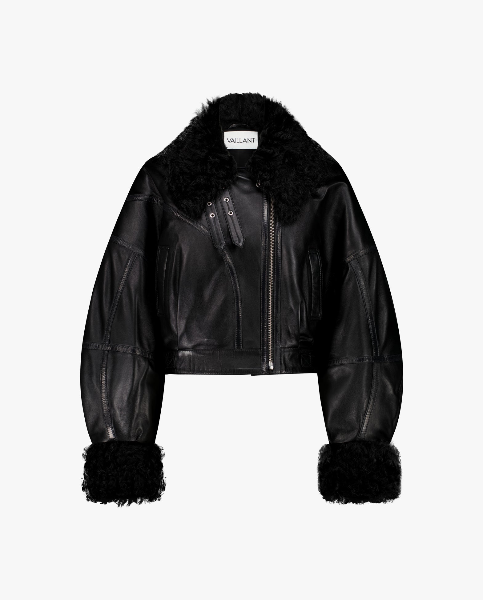 Signature Puffy Aviator Jacket W/Shearling Trim