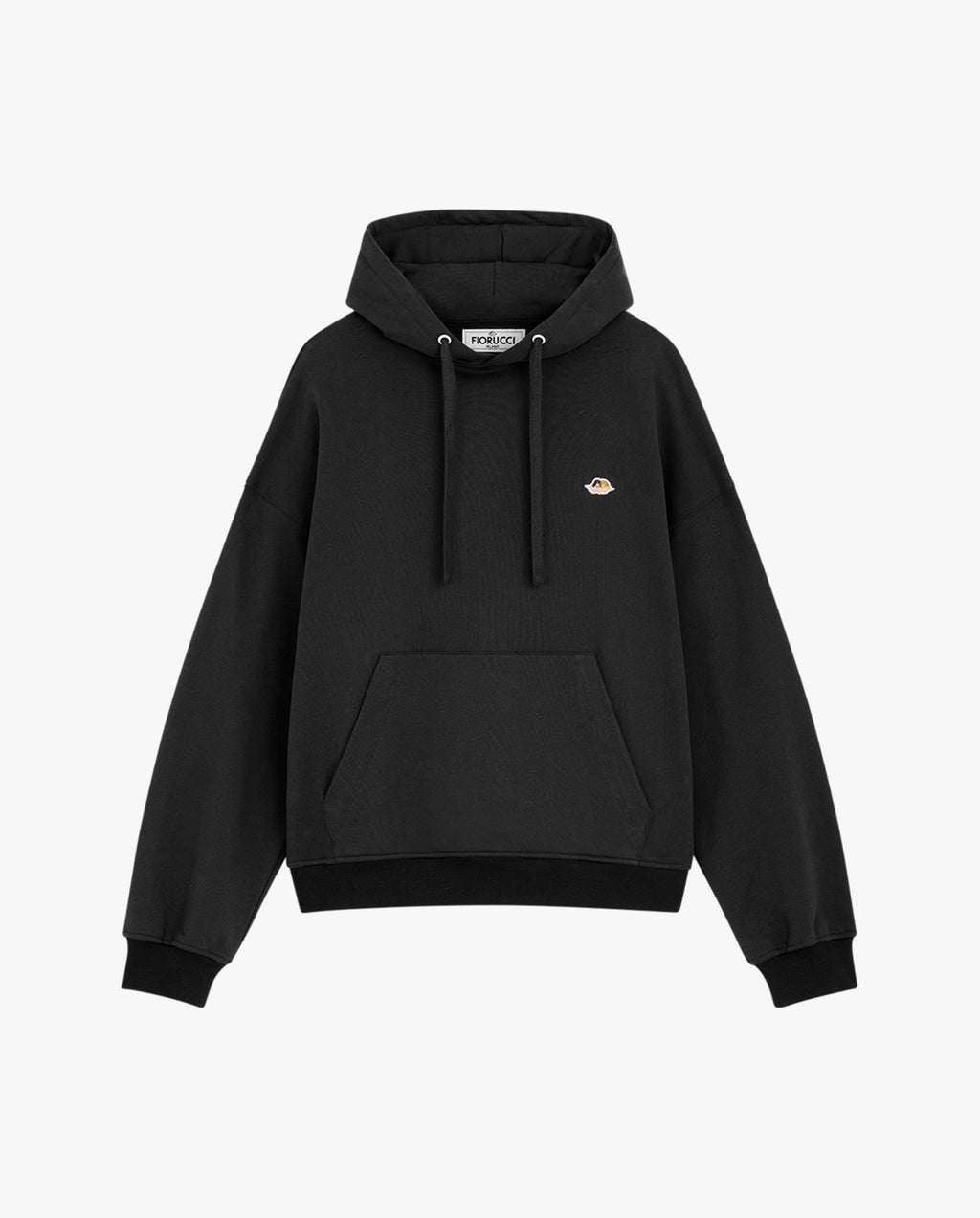 Womens Black Angel Patch Relaxed Fit Hoodie