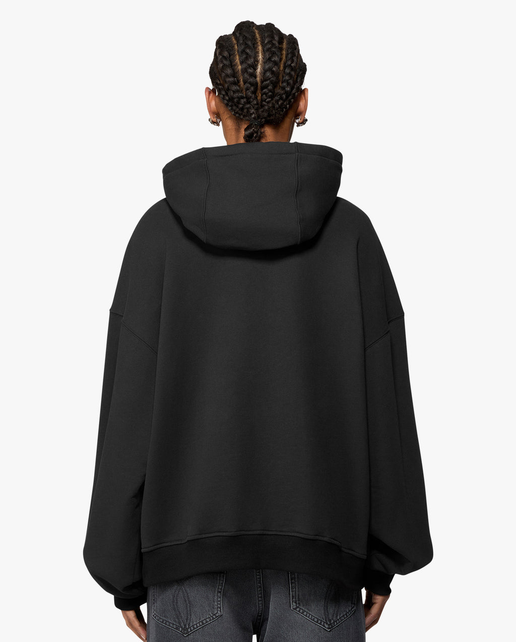 Womens Black Angel Patch Relaxed Fit Hoodie