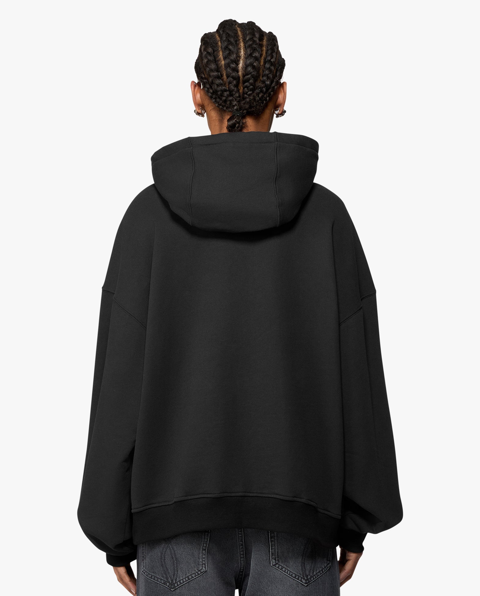 Womens Black Angel Patch Relaxed Fit Hoodie