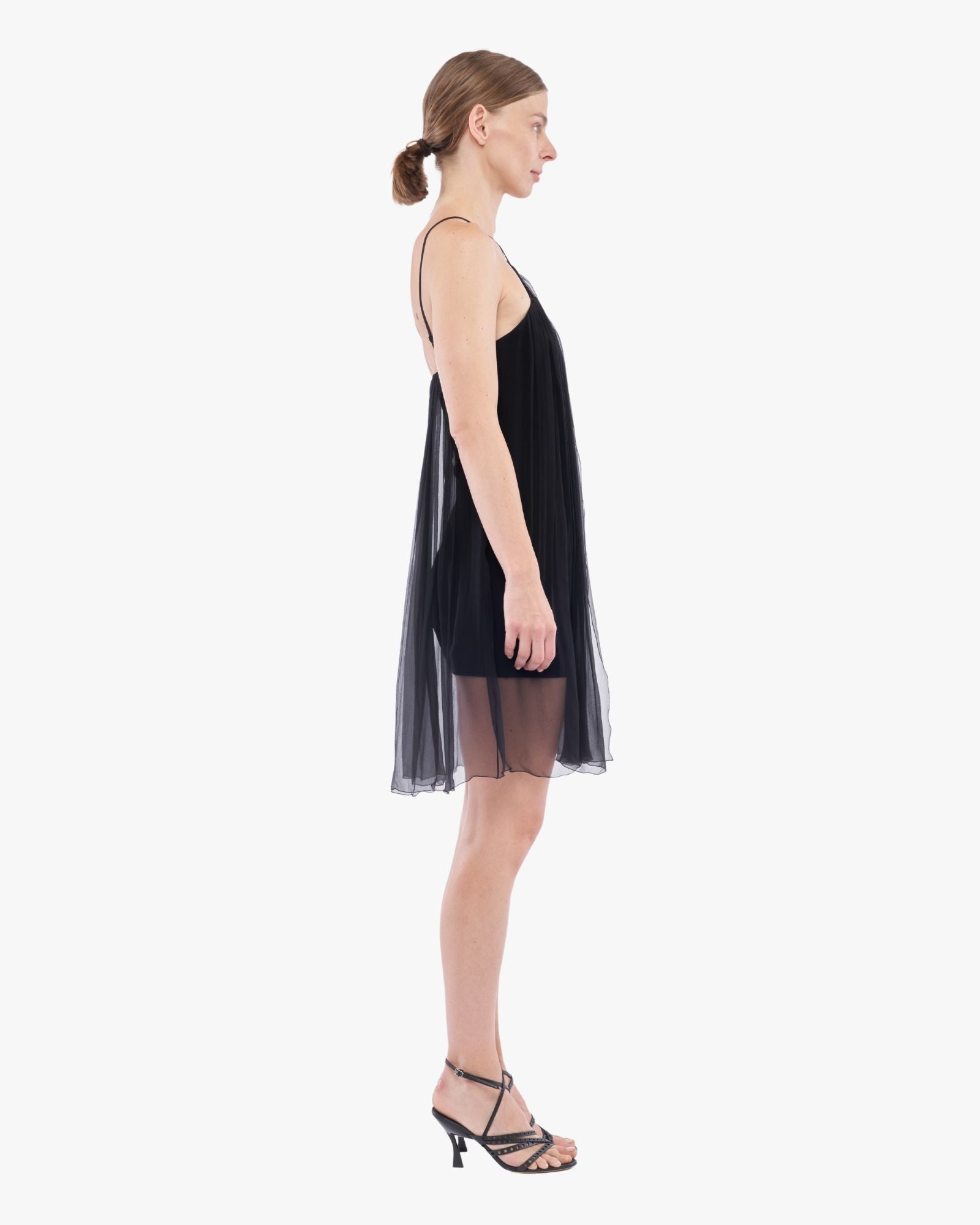 Flared Halter Neck Dress Black