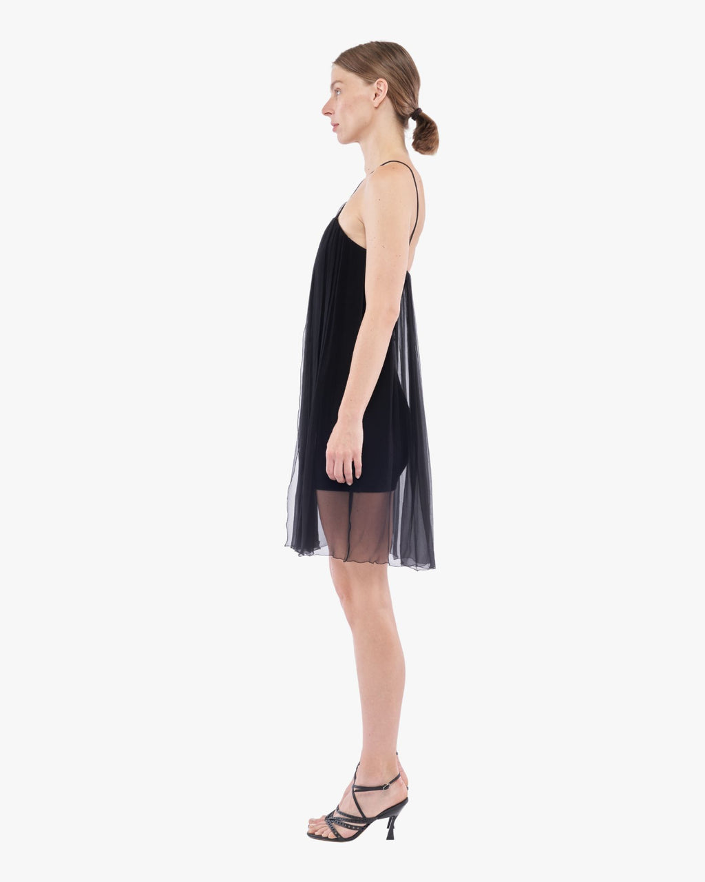 Flared Halter Neck Dress Black