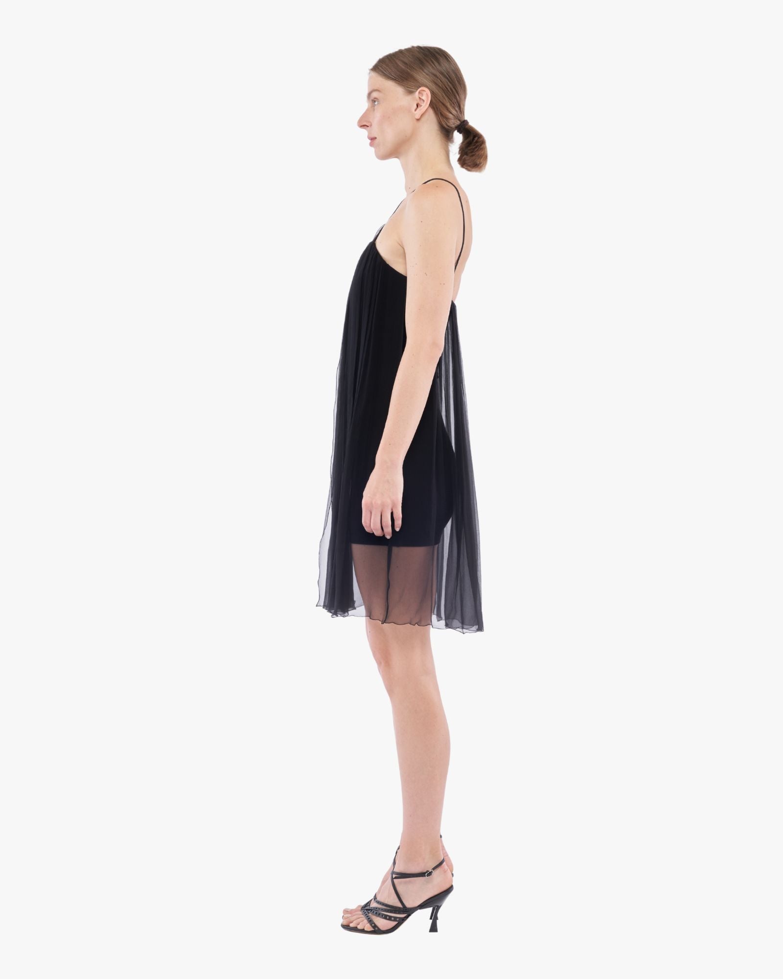 Flared Halter Neck Dress Black
