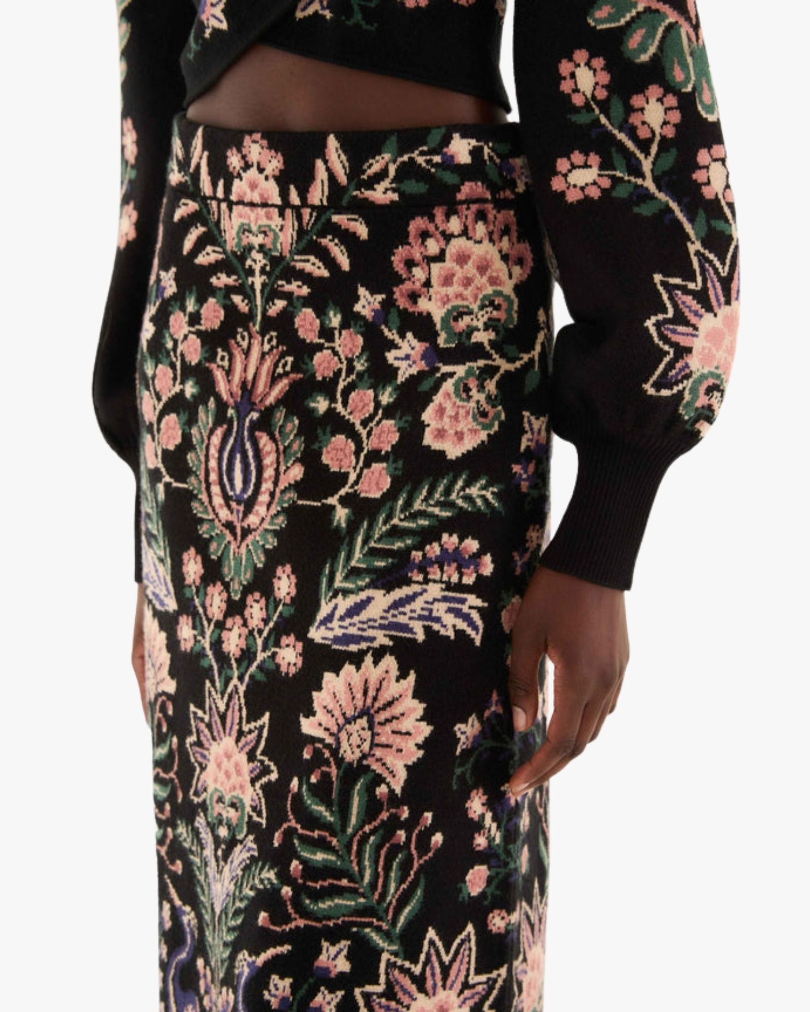 The Marvelous Garden Knit Midi Skirt with Fringe Hem