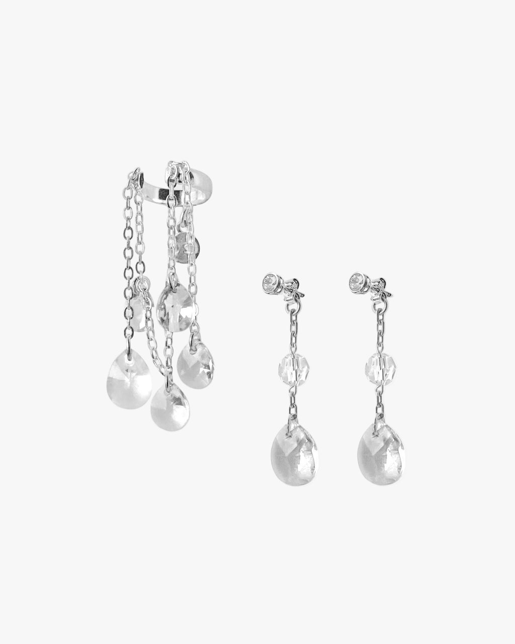 Ear Set Silver: Earrings and Ear Cuff Glimmerly