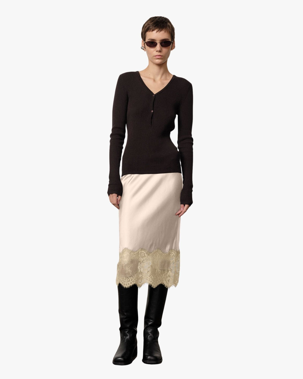 Herbert Lace Midi Skirt Creme