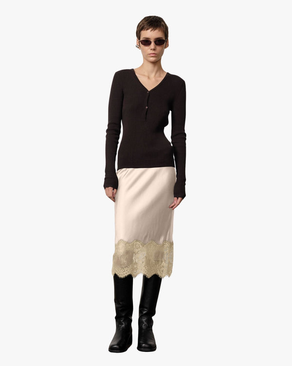 Gonna midi Herbert in pizzo color crema