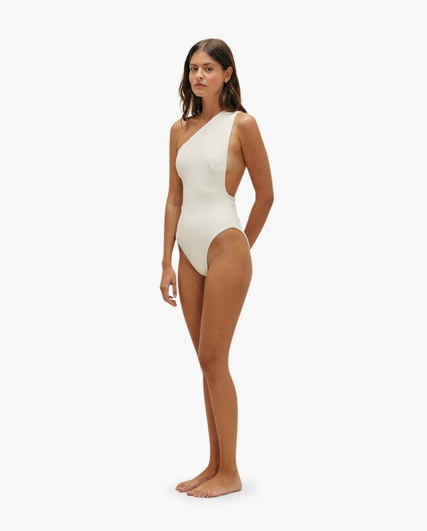 Costume da bagno Luisa in crepe bianco sporco