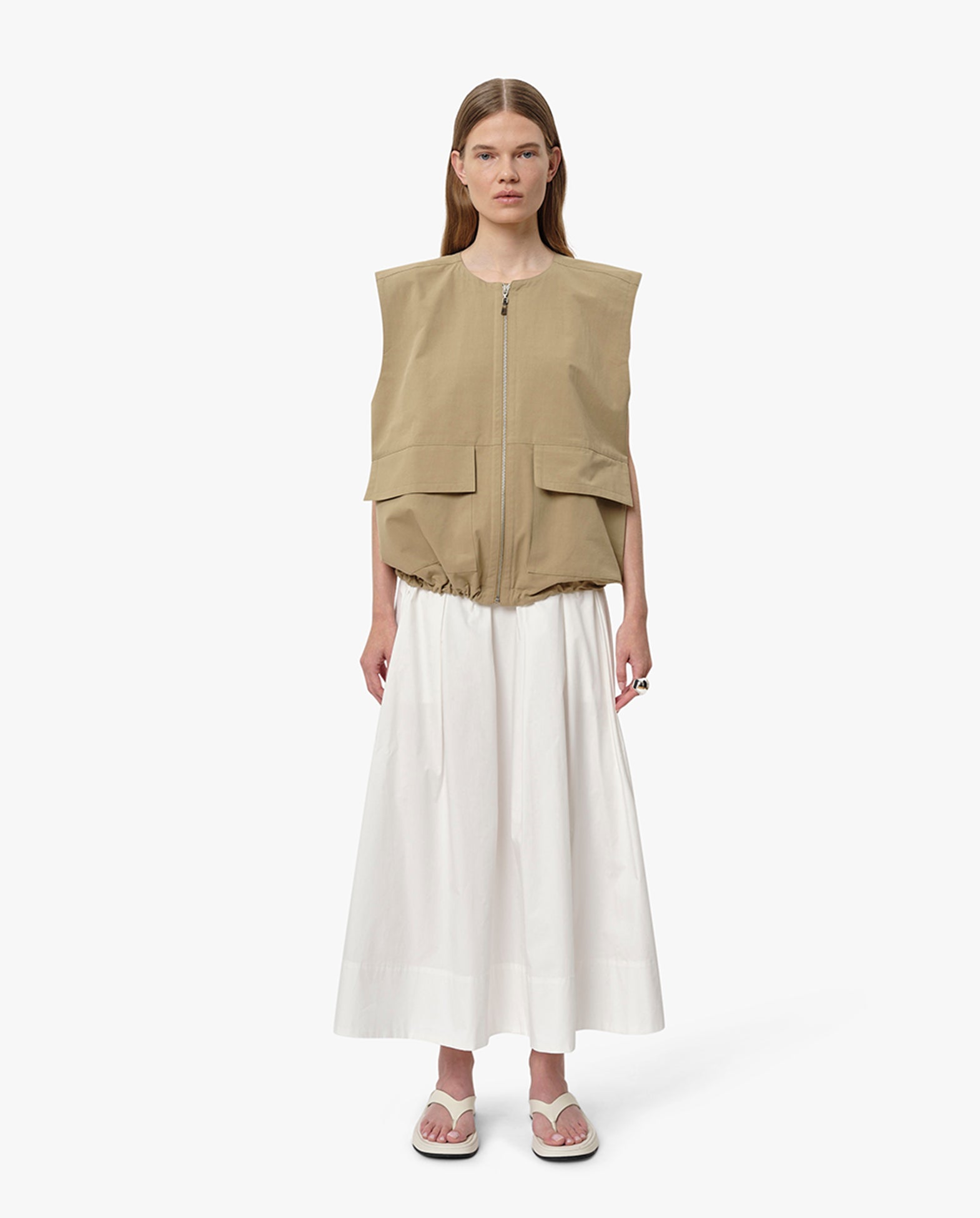 Herdis Pleated Skirt White