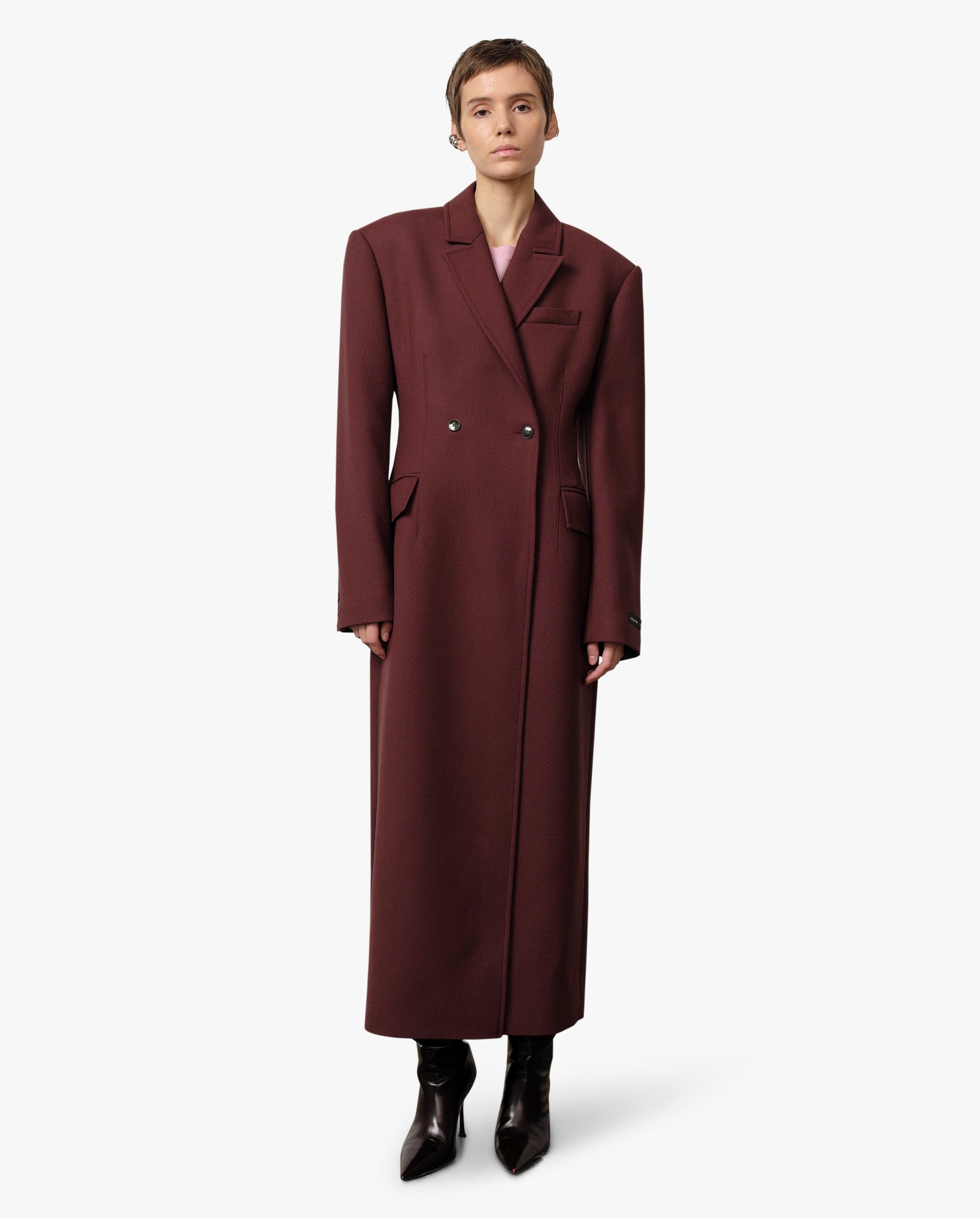 Long Big Shoulder Double Breasted Coat