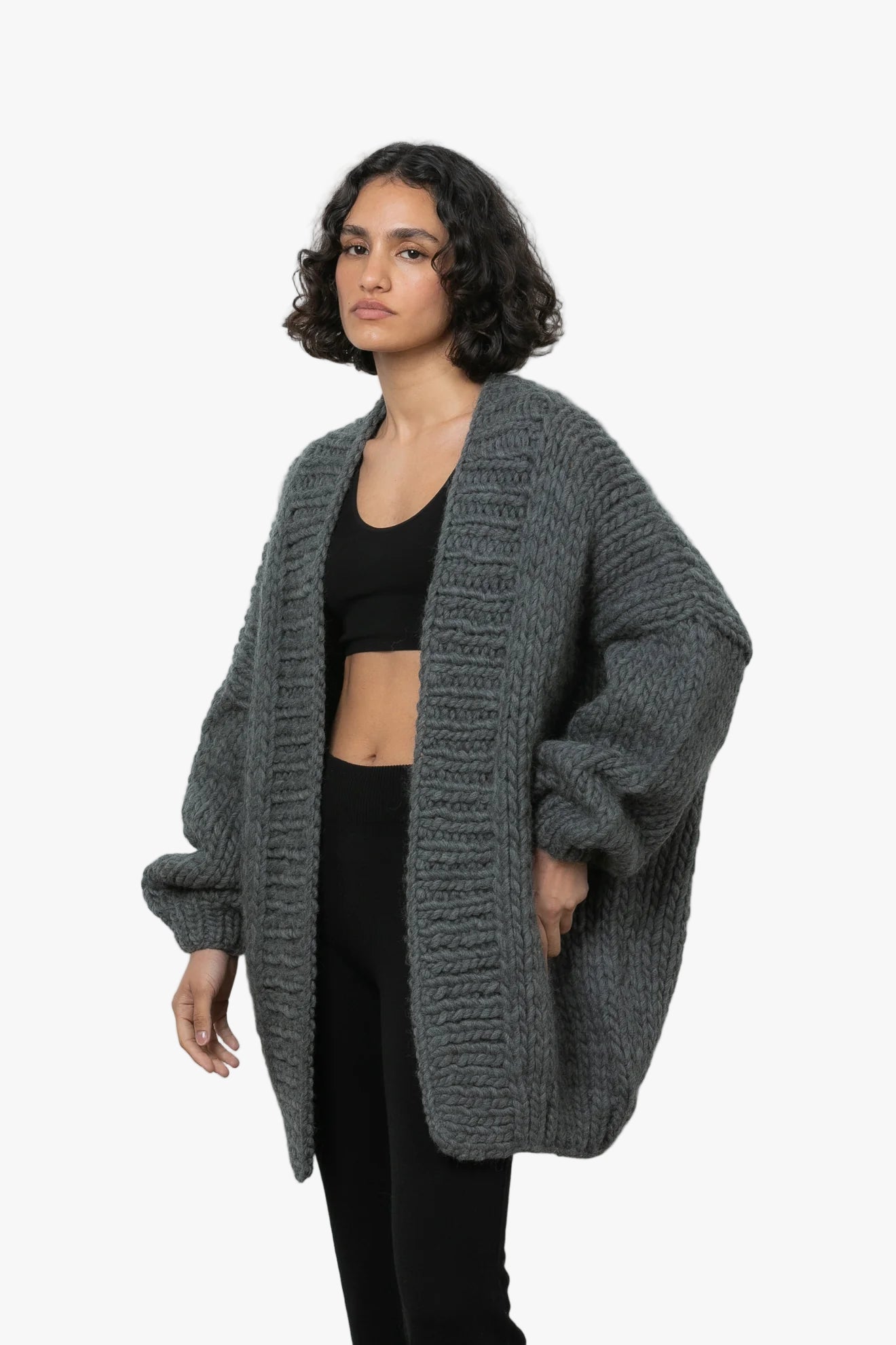Wool Cardigan Charcoal