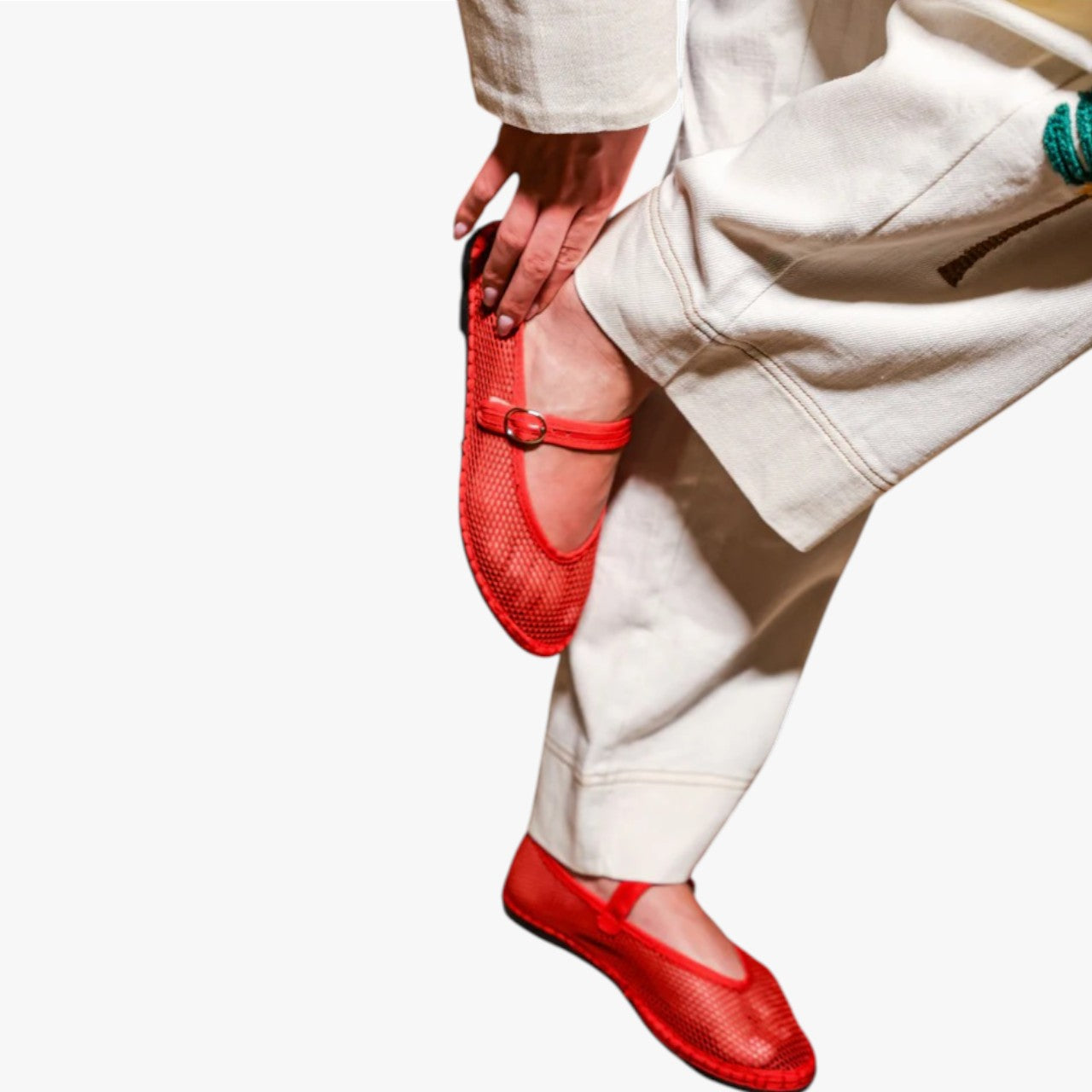 Isabella Red Rejilla Mesh Mary Jane