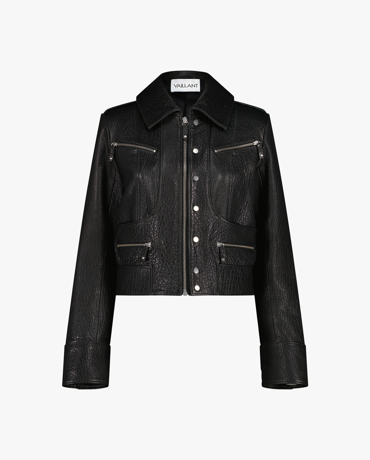 Cropped Biker Jacket W/ Zipper Detailing