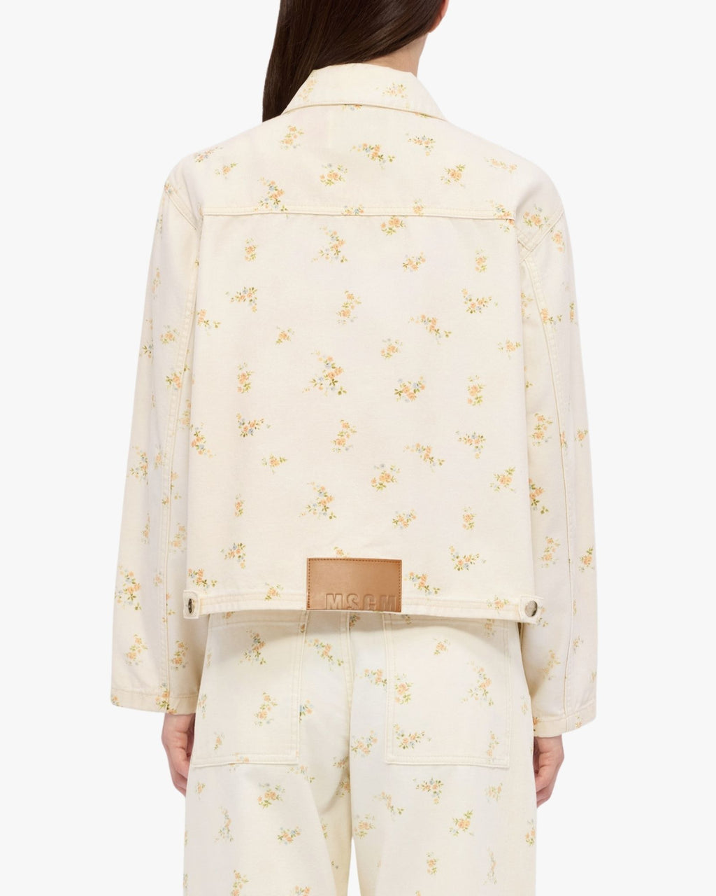 MSGM Off White Jacket With Flower Print