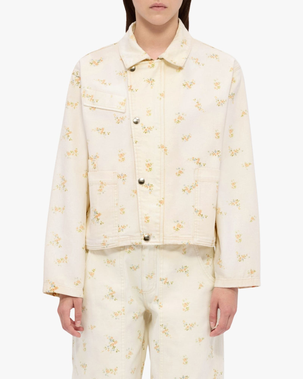 MSGM Off White Jacket With Flower Print