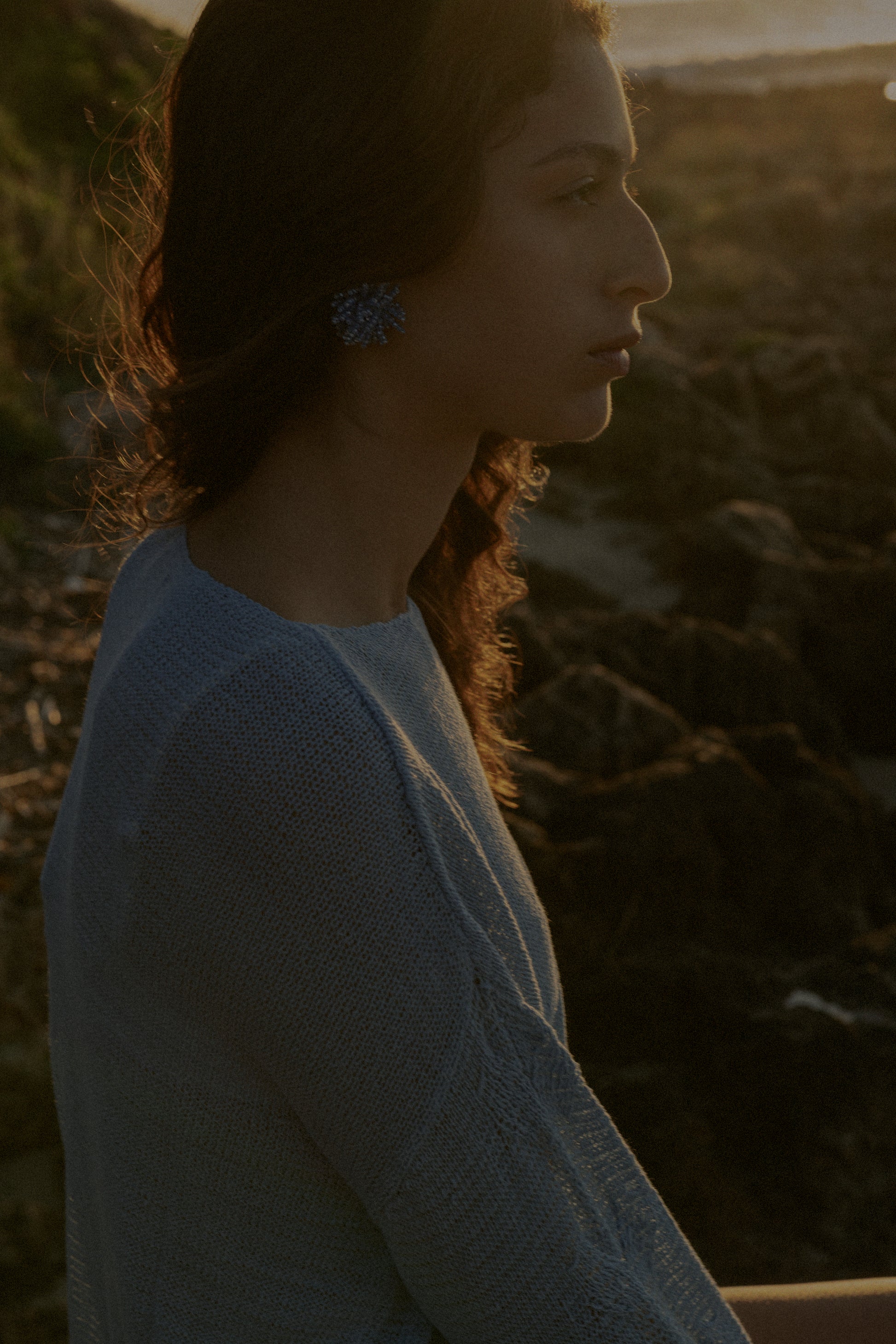 Pompom Earrings Blue