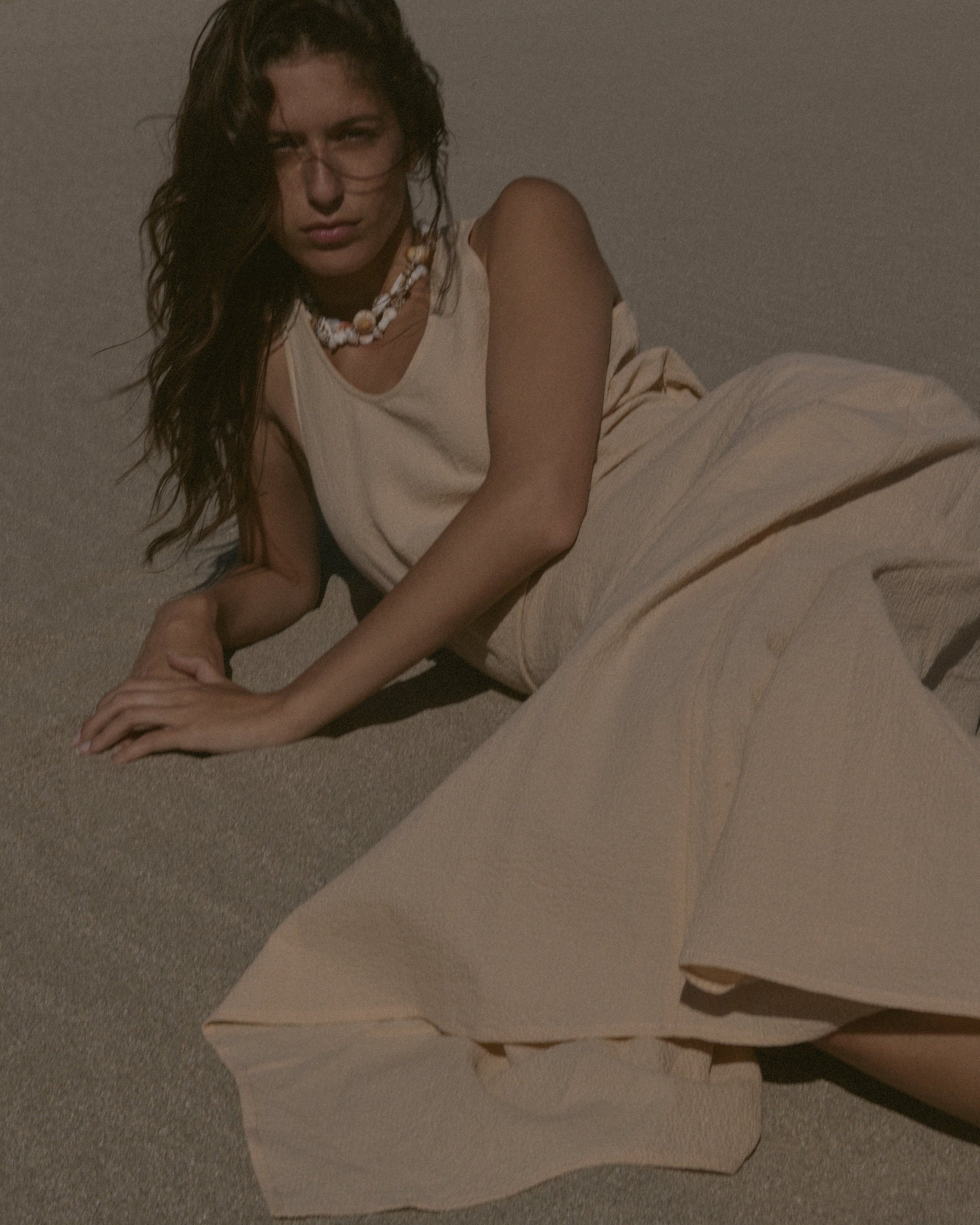 Gale Gathered Dress Parchment