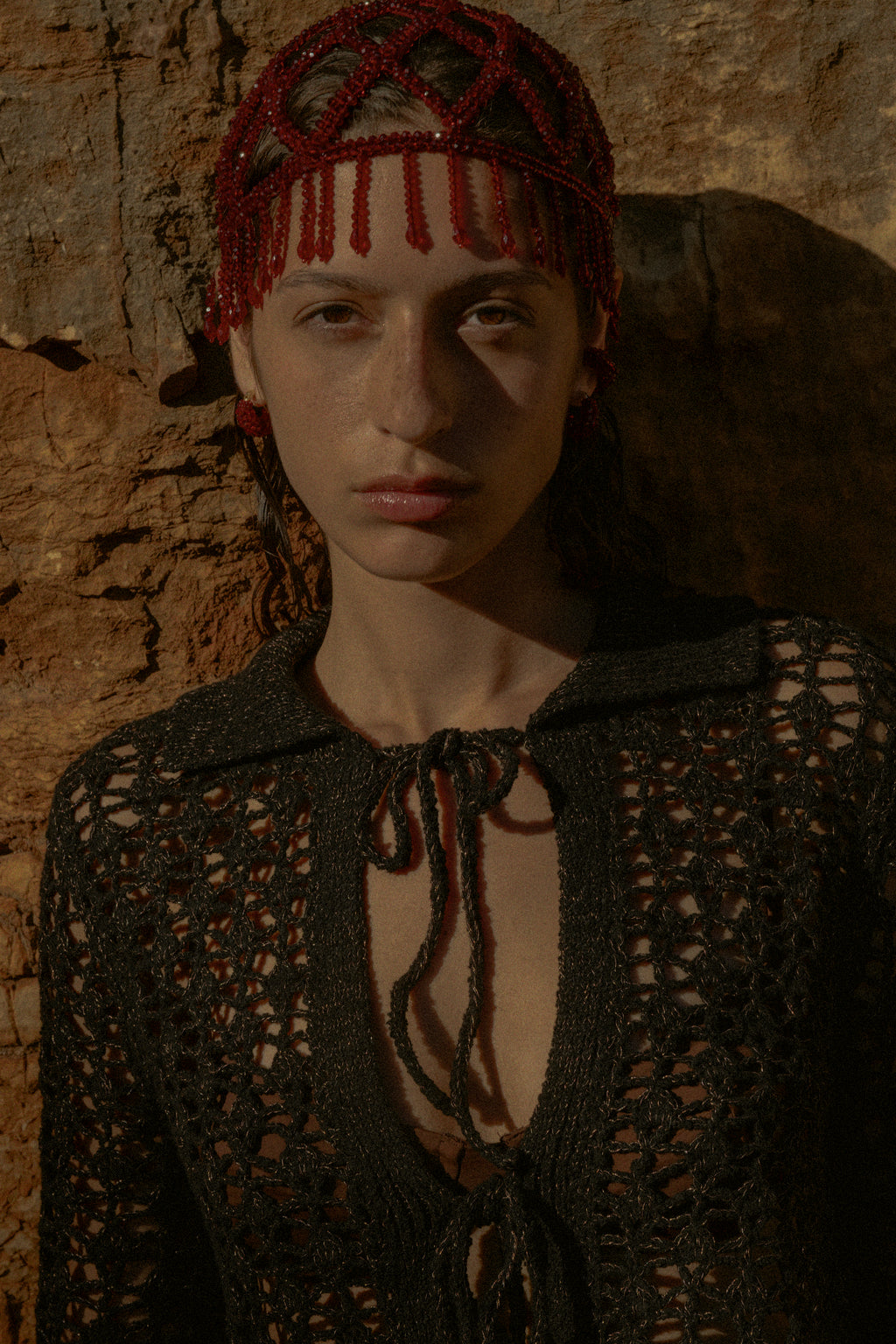 Bathing Cap Burgundy Fringes