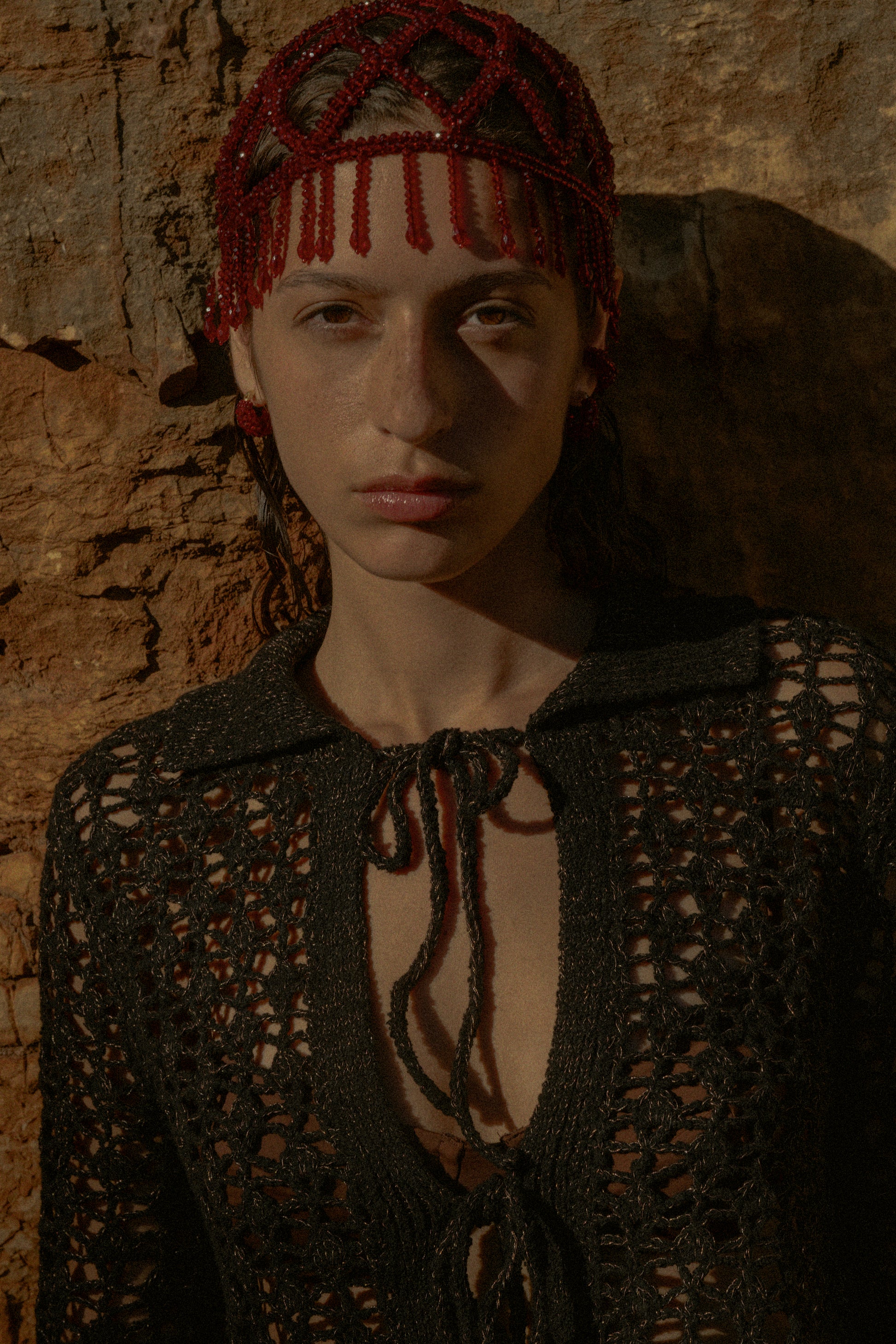 Bathing Cap Burgundy Fringes