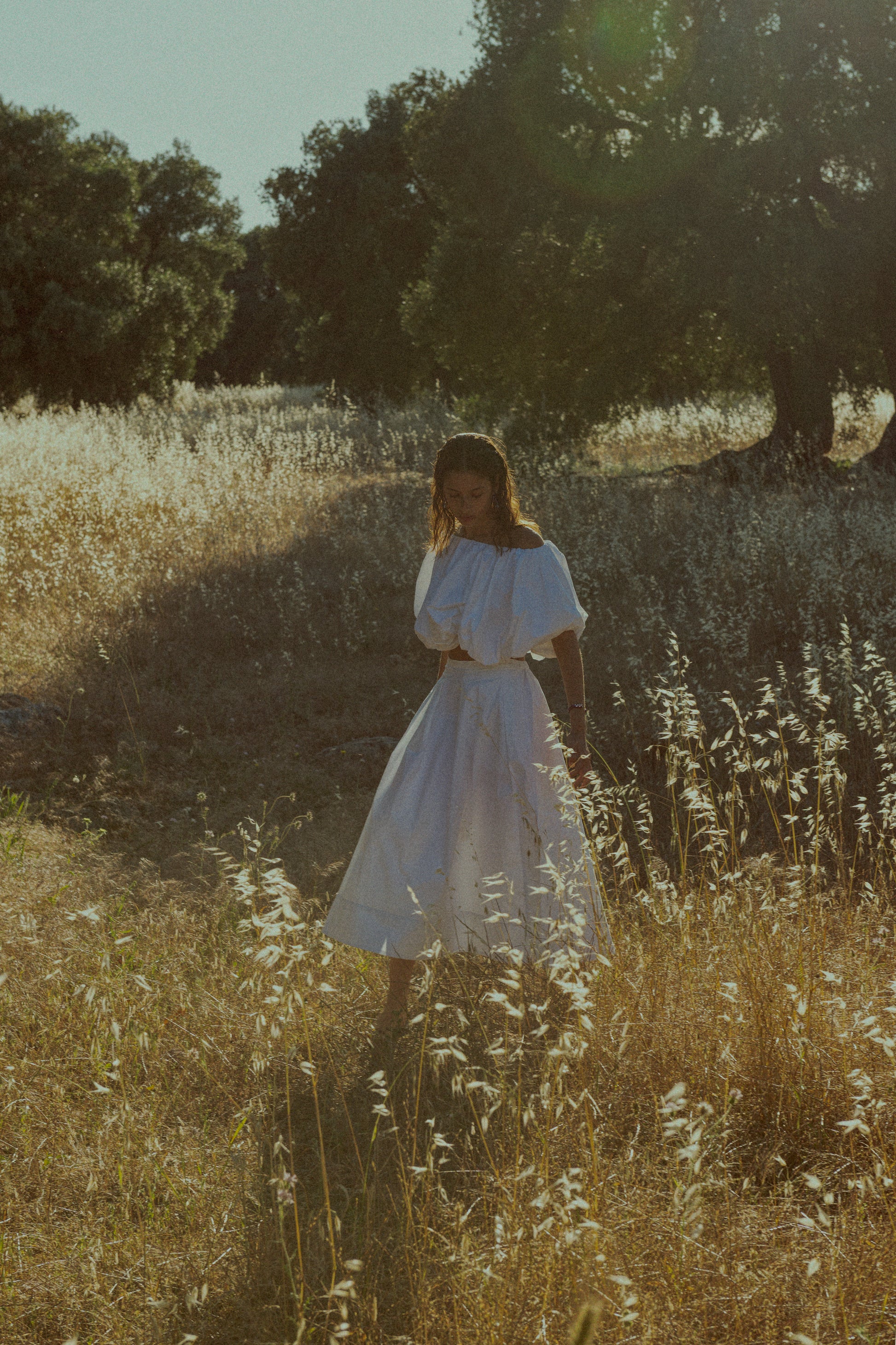 Herdis Pleated Skirt White