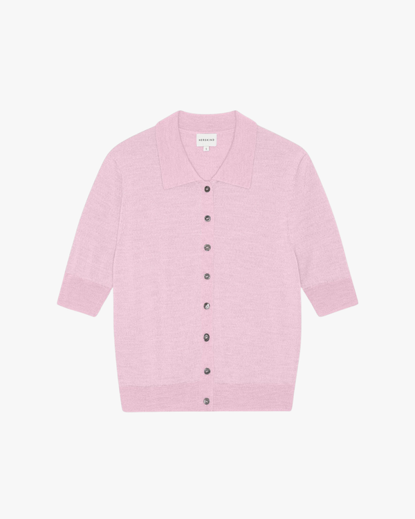 Cardigan in maglia merino extra fine Kaspar rosa