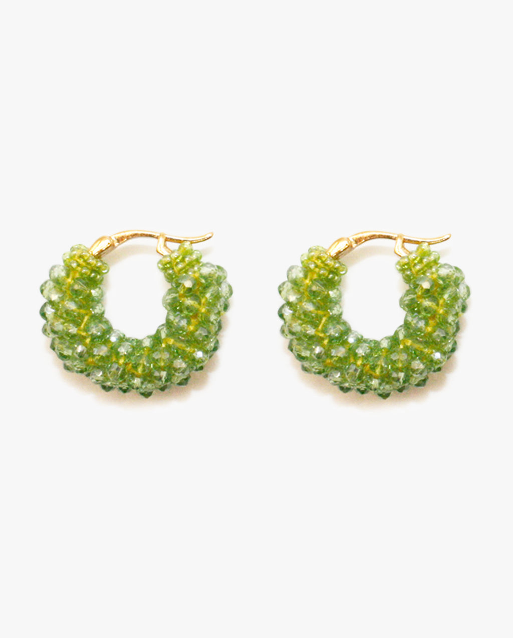 Beaded Hoops Earrings Round Lime