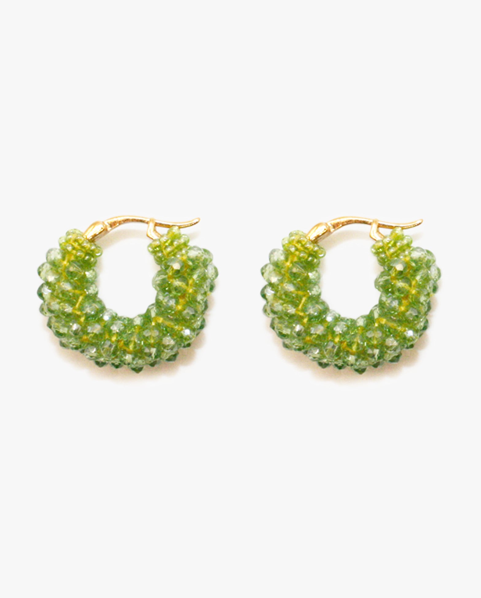 Beaded Hoops Earrings Round Lime