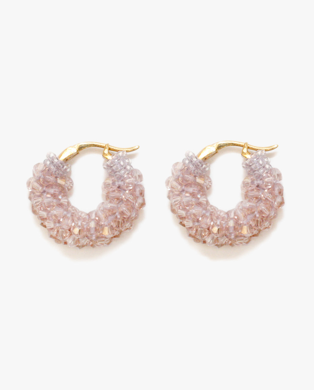 Beaded Hoops Earrings Round Pink