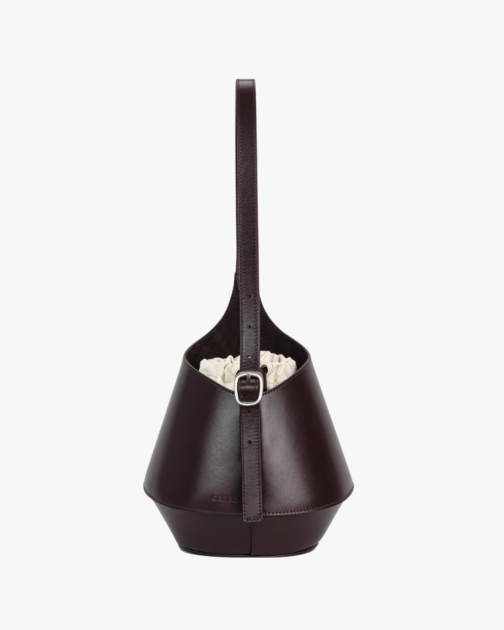 Lerna Chocolate Leather Bucket Bag