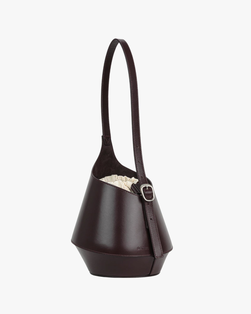 Lerna Chocolate Leather Bucket Bag