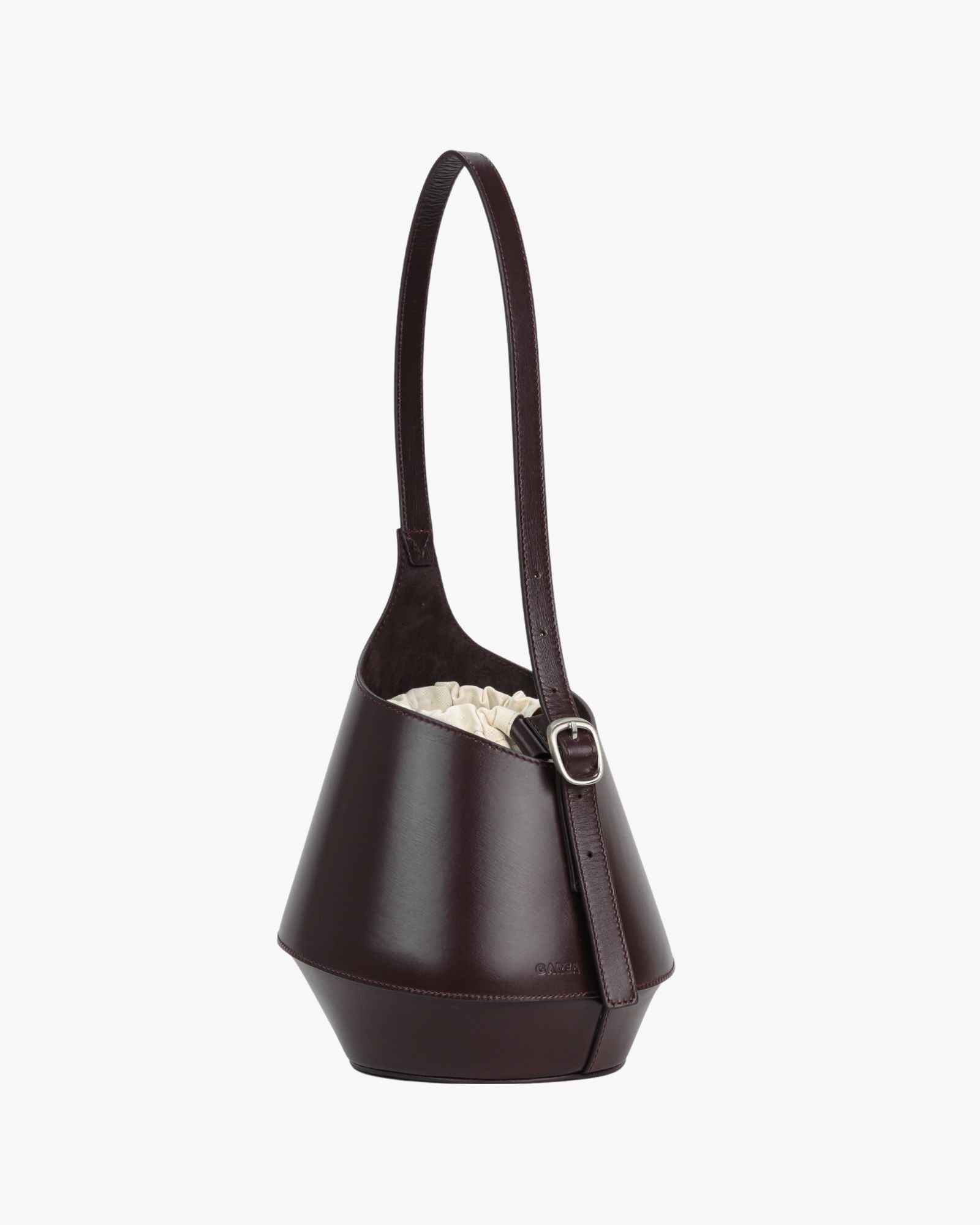 Lerna Chocolate Leather Bucket Bag