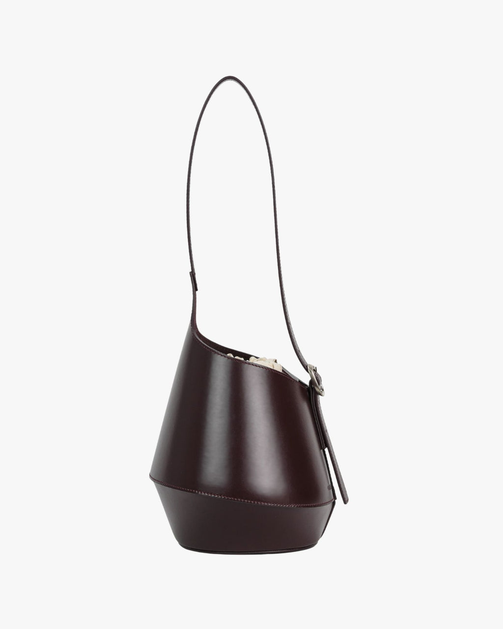 Lerna Chocolate Leather Bucket Bag