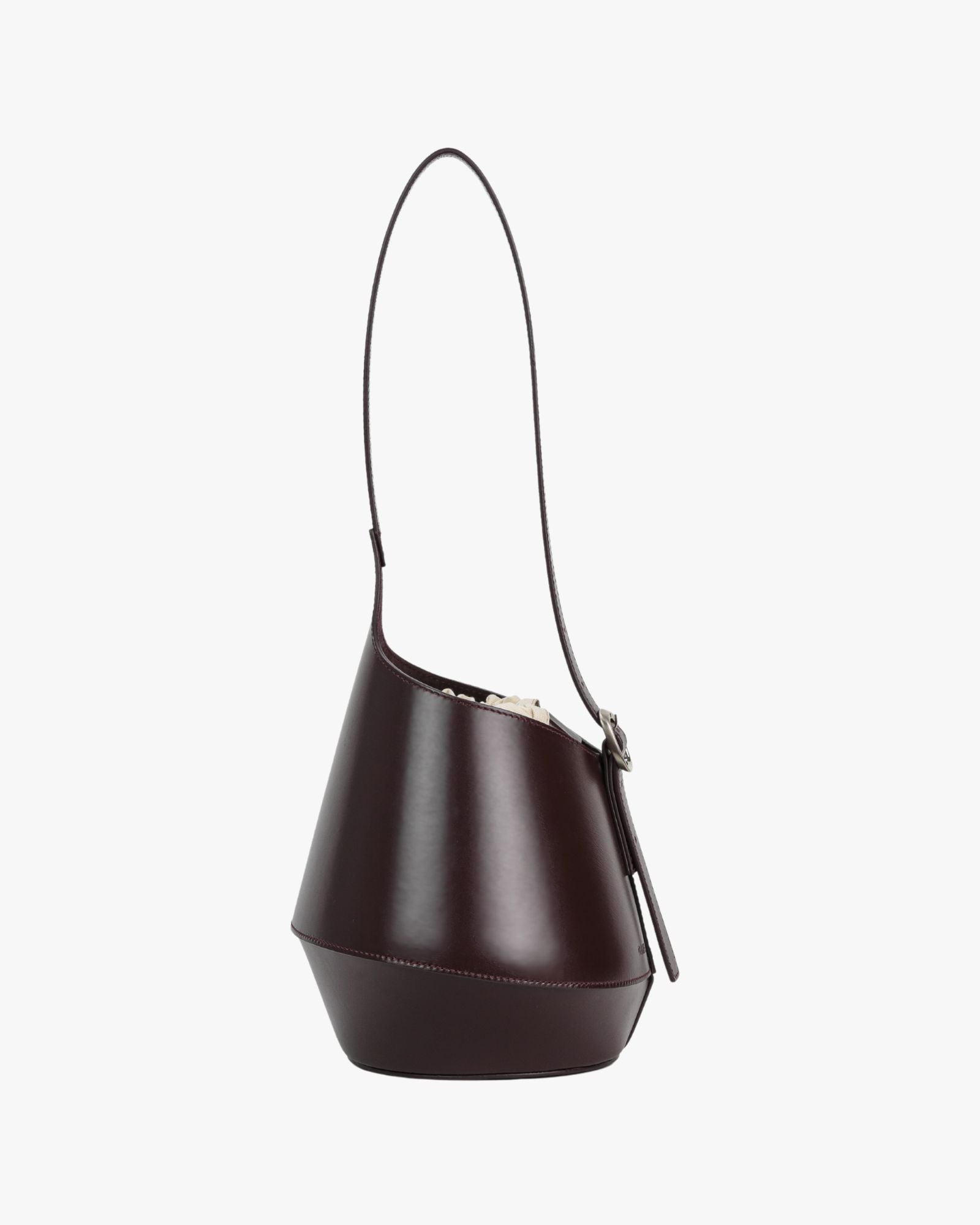 Lerna Chocolate Leather Bucket Bag