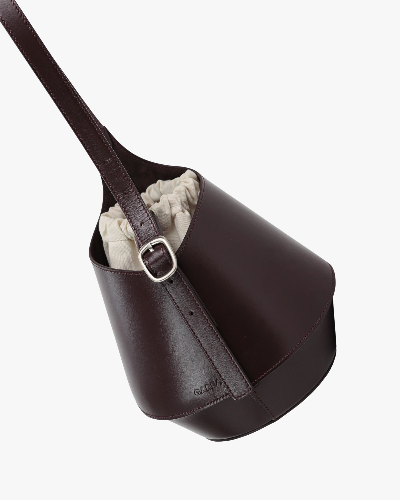 Lerna Chocolate Leather Bucket Bag